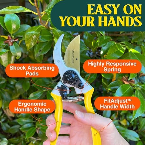 Haus & Garten ClassicPRO 8.5" Professional Premium Titanium Bypass Pruning Shears - Use As Pruners, Garden Shears, Heavy Duty Handheld Pruning Shears For Gardening, Clippers, Pruner Scissor Tool