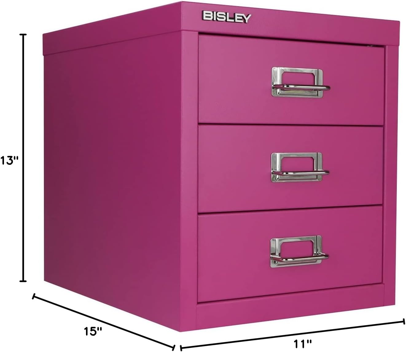 5-Drawer Steel MultiDrawer Cabinet - Orange, by Bisley | Chrome Pull Handles with Label Holders, Powder-Coated Steel, Removable Drawers, Desktop Storage, Labels Included