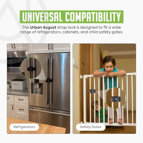 Urban August Child-Proof Refrigerator Lock with Combination - Original French Door Fridge Strap Lock for Kids, & Toddlers - Secure, Adjustable