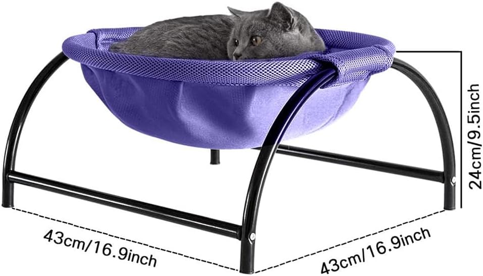 JUNSPOW Cat Bed Sleeping Cat Hammock, 16.9in x 16.9in x 9.5in, Grey