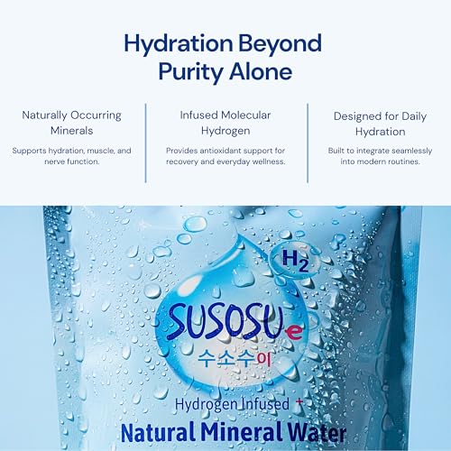 Susosu Hydrogen Water, Korean Mineral Water, 20 Pouches Ready to Drink, 10.5 Fl Oz