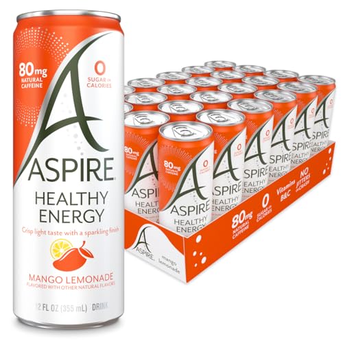 ASPIRE® Raspberry Acai, Healthy Energy Drink 80mg Natural Caffeine, Zero Sugar No Carbs Keto Friendly, 12 Pack Green Tea Sugar Free Drink Low Caffeine Zero Calorie