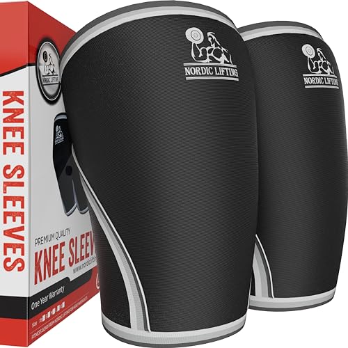 Neoprene Knee Sleeves for Weightlifting, Men, & Women, L | Knee sleeves for Weightlifting and Powerlifting – 7mm Neoprene Compression for Squats and Strength Training