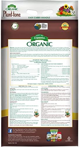 Espoma Organic Plant-Tone 5-3-3 Natural & Organic All Purpose Plant Food, 18 lb. Bag, The Original Organic Fertilizer for All Flowers, Vegetables
