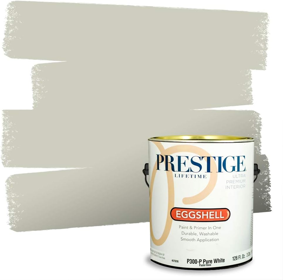PRESTIGE Paints Exterior Paint and Primer In One, 1-Gallon, Flat, Comparable Match of Sherwin Williams* Coastal Plain*