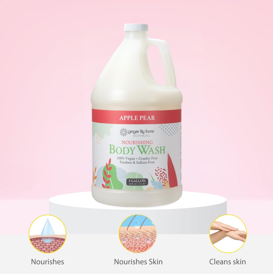 Ginger Lily Farms 1 gal Nourishing Body Wash, Citrus Blend Scent | for Hands, Body & Hair, Moisturizing Wash, Salon Wash, Spa Cleanser, Salon & Spa Essentials, Manicure & Pedicure Supplies