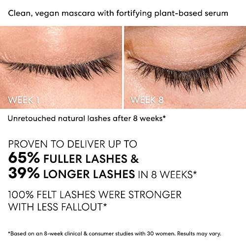 bareMinerals Strength & Length Serum-Infused Black Mascara with Plant-Based Lash Serum, Lengthens, Lifts & Defines for Healthier Lashes, Vegan