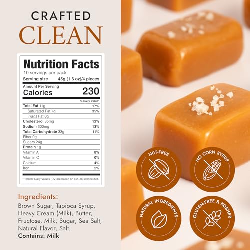 Béquet Celtic Sea Salt Caramels - Individually Wrapped Candy - 8oz Gift Bag | Ready-to-gift bag. Small-batch caramel made in Montana with real cream and butter, Kosher Star-D, gluten free, non-GMO