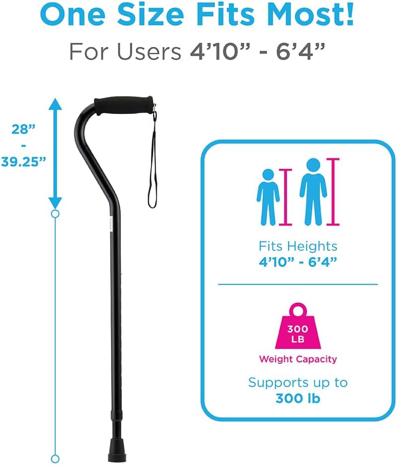 NOVA Designer Walking Cane with Offset Handle, Lightweight Adjustable Walking Stick with Carrying Strap, “Maui Flowers” Design