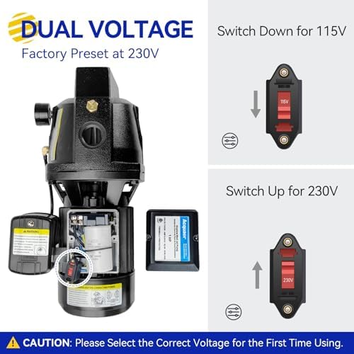 Shallow Well Jet Pump,Cast Iron, Well Depth Up to 25ft, 115V/230V Dual Voltage, Automatic Pressure Switch
