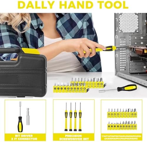 39-Piece Household Tools Kit - Small Basic Home Tool Set with Plastic Toolbox - Great for College Students, Household Use & More