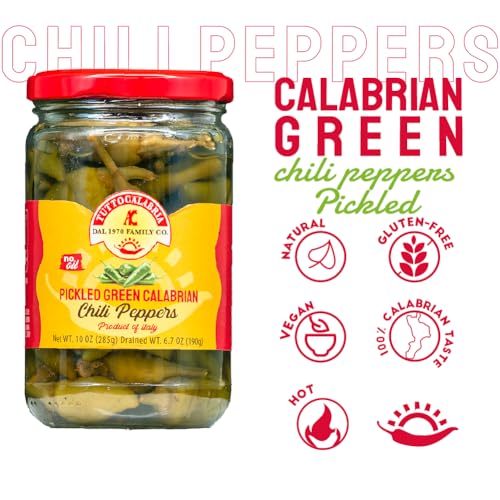 TUTTOCALABRIA Pepperoncini Peppers, Hot Pickled Green Calabrian Chili