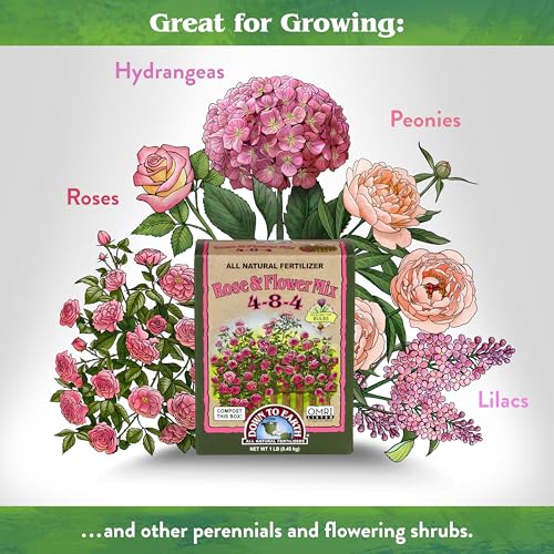Down To Earth All Natural Fertilizers Organic Rose & Flower Mix - 1 lb | Plant Food for Roses, Bulbs, Flowers, Ornamentals, Perennials, 4-8-4 Formula for Flower Beds, Container Gardens