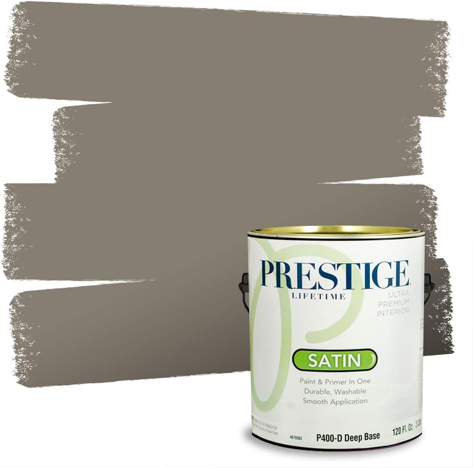 PRESTIGE Paints Exterior Paint and Primer In One, 1-Gallon, Flat, Comparable Match of Sherwin Williams* Grizzle Gray*