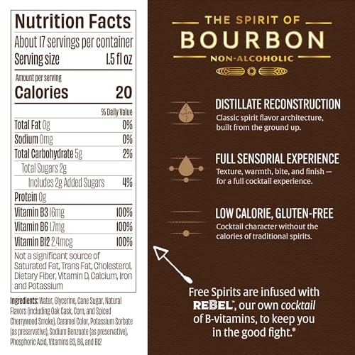 Free Spirits Zero Proof Bourbon Alternative, Whiskey Style Spirit, 750 mL