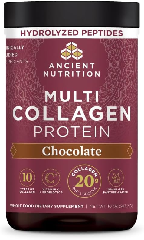 Ancient Nutrition Multi Collagen Protein Powder, 5 Types of Food Sourced Collagen, Providing Types I, II, III, V, and X, 16.2 Ounce