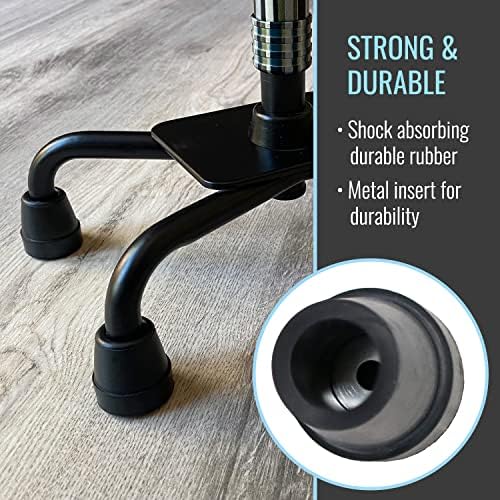 DMI Durable Replacement Quad Cane Tips, Extra Stability, No-Slip Grip, 1/2 Inch, FSA and HSA Eligible, (Pack of 4)
