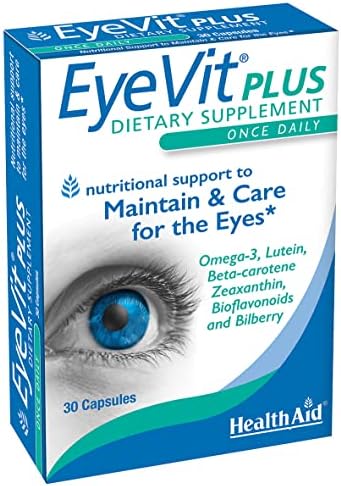 EyeVit Plus – Once-Daily Eye Health Supplement | 30 Capsules | Contains Omega-3, Lutein, Beta-Carotene, Zeaxanthin, Bioflavonoids & Bilberry