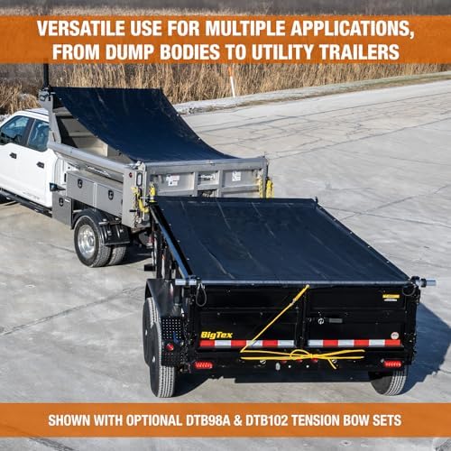 Buyers Products DTR7018 Aluminum Tarp System with Mesh Tarp, 7 x 18 Feet – Dump Body Tarp Kit, Dump Trailer Accessories, Heavy Duty Double-Stitched Hems, Brass Grommets, Telescoping Roller