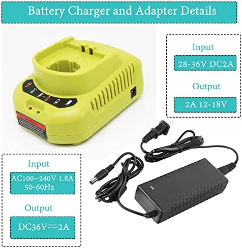 18V Battery and Charger Combo for Ryobi 18 Volt Cordless Tools Battery and P118B Charger, 18V Battery Capacity Output 5.0Ah