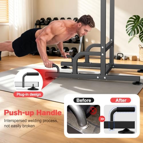 RELIFE REBUILD YOUR LIFE Pull Up Bar Free Standing Power Tower for Home Gym | Dip Station Pull Up Station, Multi-Function Home Fitness Equipment for Pull-Ups, Dips, Push-Ups, Full Body Strength Training