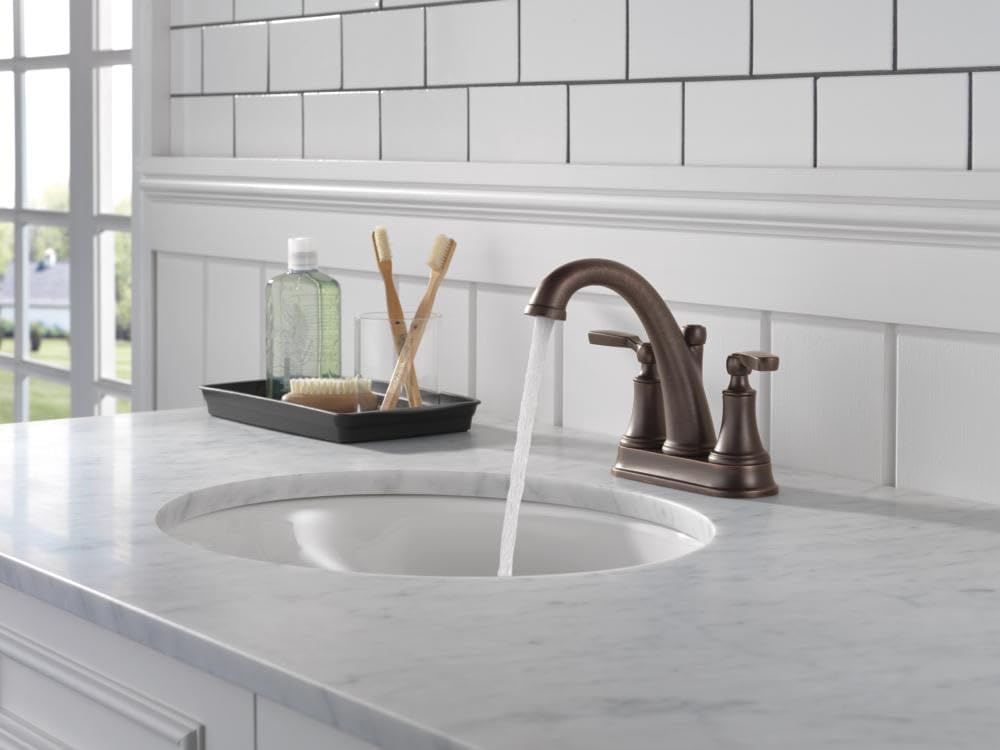 Delta Faucet Woodhurst Centerset Bathroom Faucet, Oil Rubbed Bronze 2-Handle Bathroom Faucet, Delta Bathroom Sink Faucet