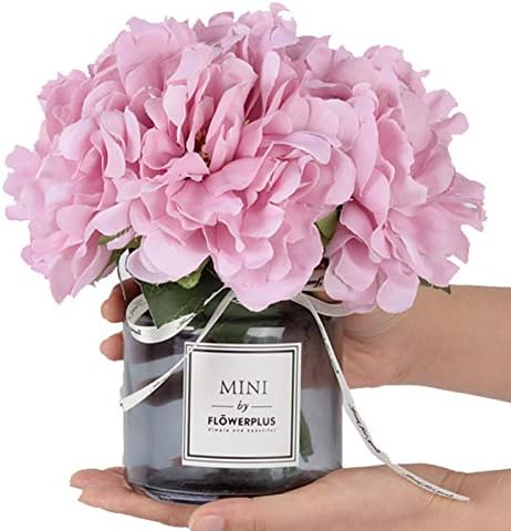 MOOMASS Artificial Peony and Glass vase, Ins Style Artificial Flower Glass Bottle Set, Suitable for Living Room, Dining Table, Office, Wedding