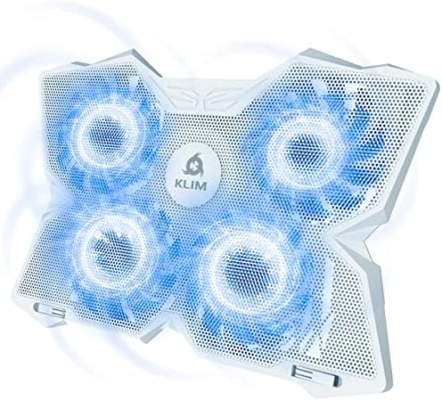 KLIM Wind Laptop Cooling Pad - More Than 500 000 Units Sold - New Version - The Most Powerful Rapid Action Cooling Fan - Laptop Stand with 4 Cooling Fans at 1200 RPM - USB Fan - PS5 PS4 - Blue