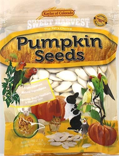 Pumpkin Seeds, 5 Oz Bag - Real Pumpkin Seeds for Birds and Small Animals - Rabbits, Hamsters, Mice, Gerbils, Rats, Cockatiels, Parrots, Macaws