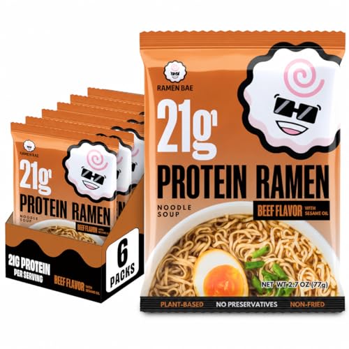 Ramen Bae Original Stir Fry Protein Noodles - 28g Protein, Garlic Soy | Air Dried Not Fried, Plant Based, Vegan Protein Noodles - Lower Carb & Fat - Savory & Bold with Hint of Spice (Pack of 6)