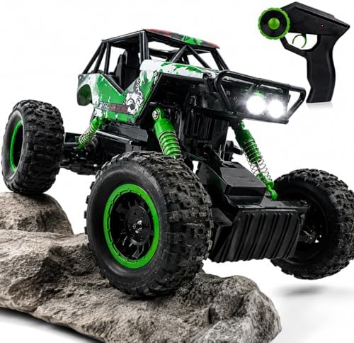 DOUBLE E 1:14 Scale Large Remote Control Car Monster Trucks with Head Lights, 4WD Off-Road All Terrain RC Car