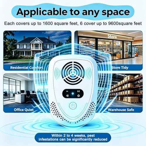 2026 Upgraded Ultrasonic Pest & Insect Repeller Indoor Ultrasonic Repellent | for Mice, Roach, Ant, Rodent, Mouse, Mosquito, Spider, Bugs