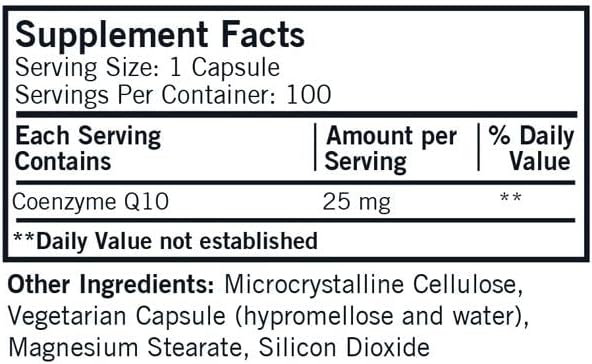 Kirkman Coenzyme Q10 25 mg - Hypoallergenic || 100 Vegetarian Capsules || CoQ10 || Supports Immune System || Gluten and Casein Free || Capsules are