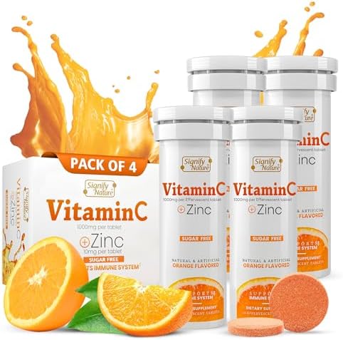 SIGNIFY NATURE Vitamin C 1000mg Effervescent Tablets with Zinc, 40CT