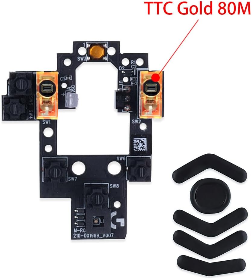 HUYUN Mouse Switch Button Micro Switch Board with Mice Feet Sticker Replacement for Logit G604 Wireless Gaming Mouse (D2FC-F-7N 20M)
