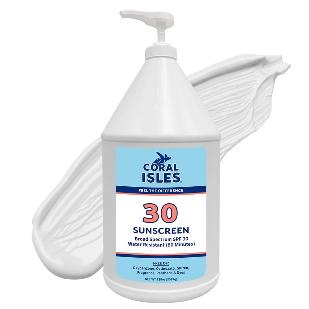 Coral Isles SPF 50 Sunscreen Pump Reef Compliant Broad Spectrum 128 Fl Oz