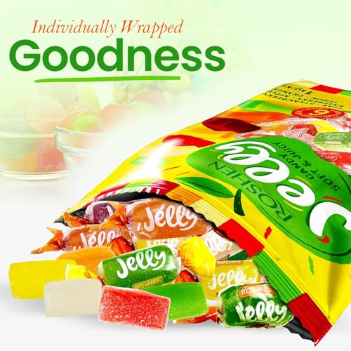Roshen Mixed Fruit Jelly Candy, 2.2 lb (1 kg) Bulk Bag – Soft & Juicy Fruit Jelly Candies with 6 Fruit Juices, Gelatin-Free, Kosher & Halal Chewy Candy