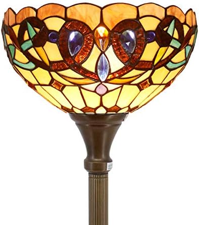WERFACTORY Tiffany Floor Lamp Stained Glass Torchiere Standing Corner Light