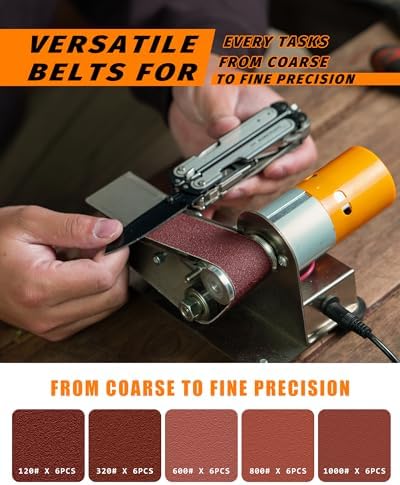 Mini Belt Sander, Electric Small Sander Knife Sharpener, 5"x6.8"x5.5" | Compact Design, Multi-Purpose, Electric Powered, Knife Sharpening, Portable Sander