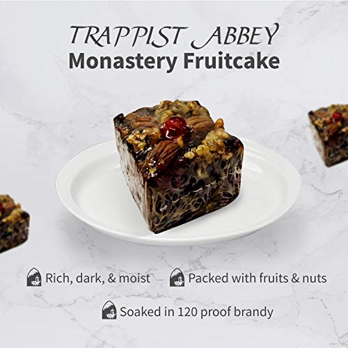Trappist Abbey Monastery Fruitcake with Candied Fruits & Nuts- Traditional Fruit Cake Soaked in 120 Proof Brandy (1 lb) | Traditional Soaked in 120
