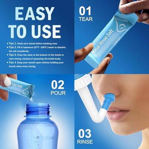 MAOEVER 120 Saline Nasal Packets, Nasal Salt Rinse for Neti Pots & Squeeze Bottles, Individually Wrapped & pH Balanced, Cooling Sinus Relief & Nasal Care(120, Mint Green)