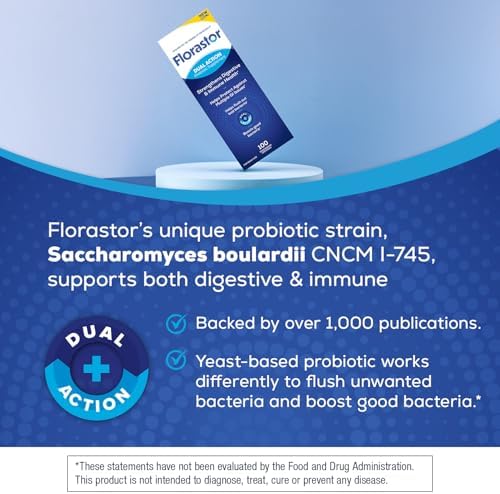 Florastor Probiotic for Digestive and Immune Health, 30 Capsules | Probiotics for Women & Men, Helps Flush Out Unwanted Bacteria, Boosts The Good with Our Unique Strain Saccharomyces Boulardii