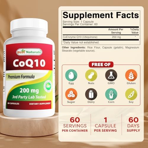 Best Naturals COQ10 200 mg, 60 Capsules