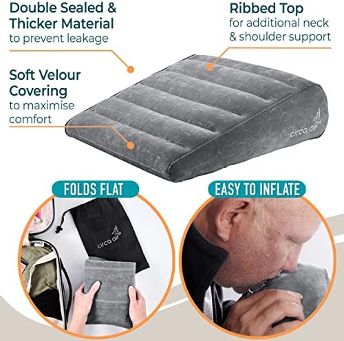 Circa Air Inflatable Wedge Pillow for Traveling - Travel Wedge Pillows for Sleeping in Bed, Acid Reflux, Sleep Apnea, Snoring for Back, Knee