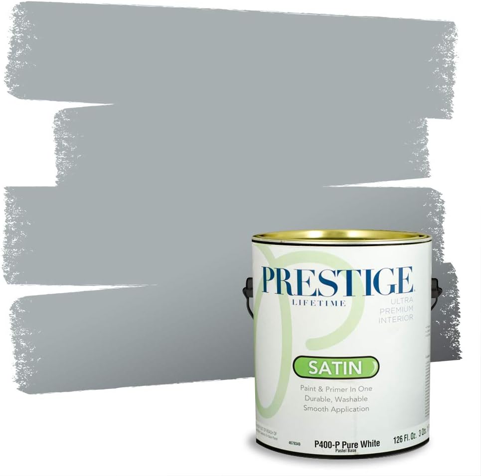 PRESTIGE Paints Exterior Paint and Primer In One, 1-Gallon, Satin, Comparable Match of Sherwin Williams* Tricorn Black*