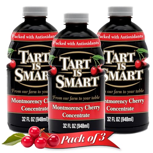 Tart is Smart Montmorency Tart Cherry Juice Concentrate, Cherry Juice Bottle Beverage, Rich in Antioxidants, Ideal for Muscle Recovery and Sleep Support, No-Added Sugar - 32 Ounce Bottle (Pack of 1)