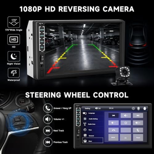 Leadfan 7" Car Stereo Double Din Radio with Bluetooth