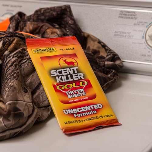 Wildlife Research Scent Killer Gold Dryer Sheets (Unscented) 18 Count (Pack of 1)