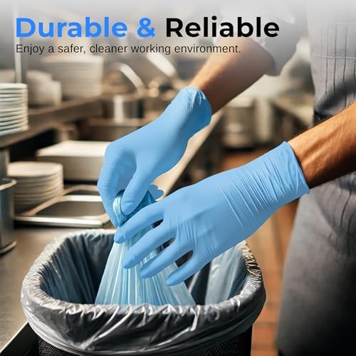 SereneLife 100 Pcs Nitrile Disposable Gloves - Soft Industrial Gloves, Vinyl Gloves Powder-Free, Latex-Free Protective Gloves, Soft and Comfortable