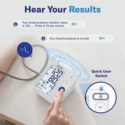 Alcedo Blood Pressure Monitor for Home Use, Upper Arm Cuff BP Machine | Large LCD Screen, Talking Function, 2x120 Memory, Large Cuff (8.7–16.5"), Batteries+USB Cable